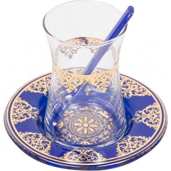 Blue Traditional Tea Glasses for Six