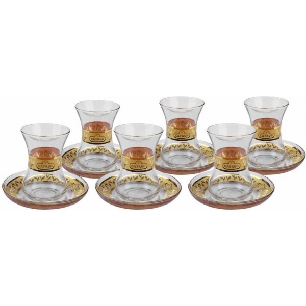 Glided Special Turkish Tea Glass Set (6pcs)