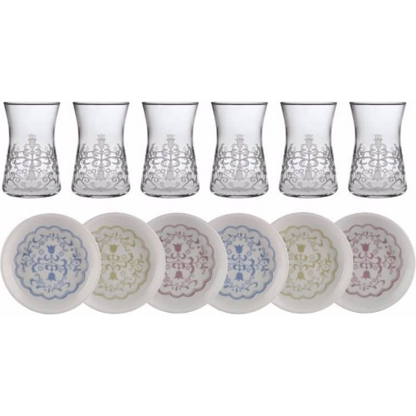 Laleli Turkish Tea Glass Set for Six