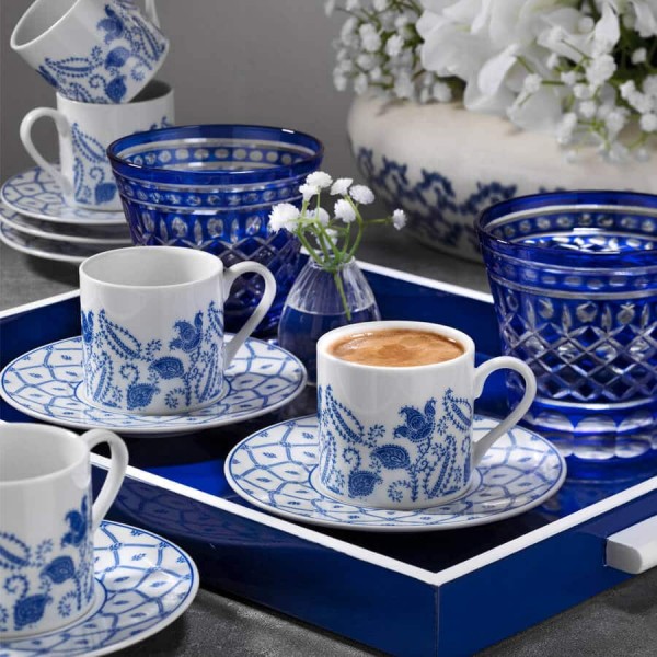 Turkish Coffee Serving Set for Six - Blue Dream