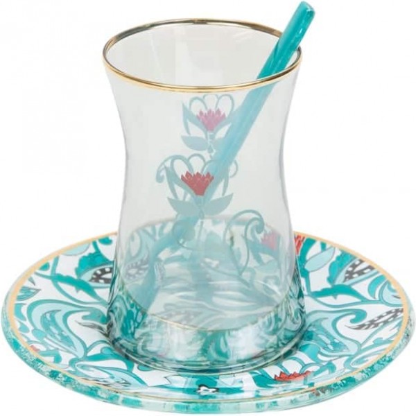 Turquoise Traditional Tea Glasses for Six