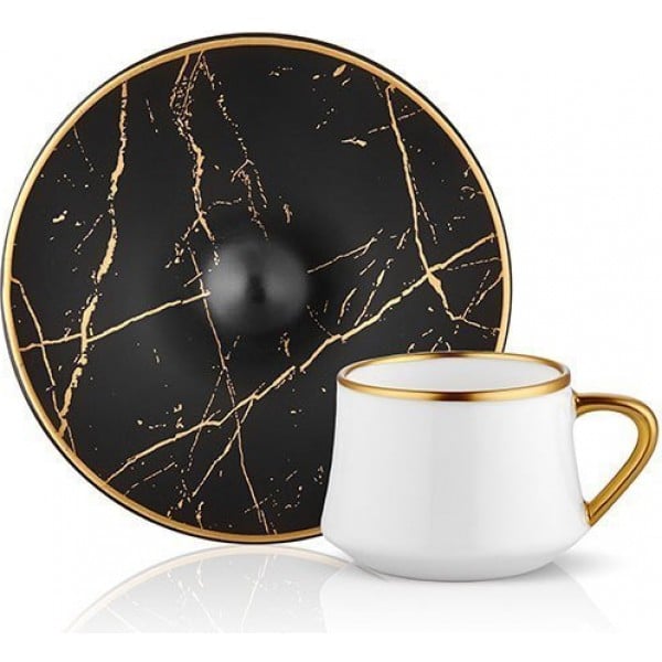 Sufi Turkish Coffee Set for 6 Black Marble