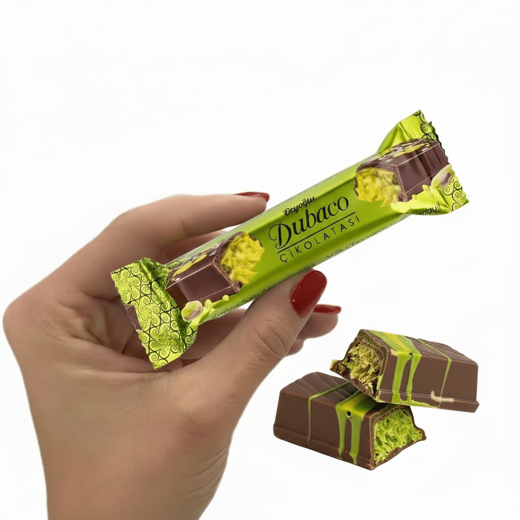 dubaco-crispy-kadayif-dubai-milk-chocolate-35g-grandturkishbazaar-2 Dubaco Dubai Chocolate Bar with Pistachio Cream & Kadayif Filling, 35g (1.23oz)