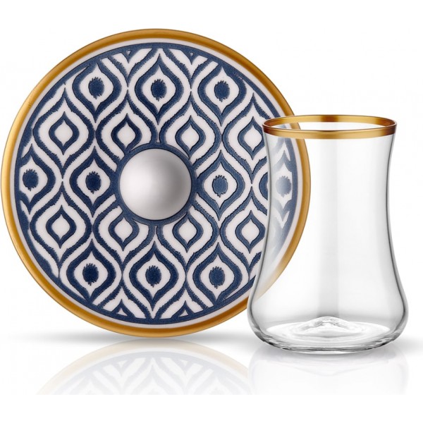 Dervish Tea Set for 6 Ikat Anthracite