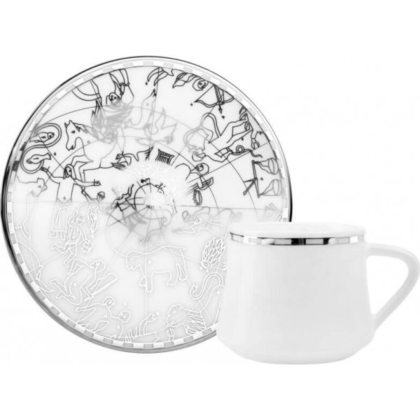 Sufi Irismano Turkish Coffee Set for 6 Platin