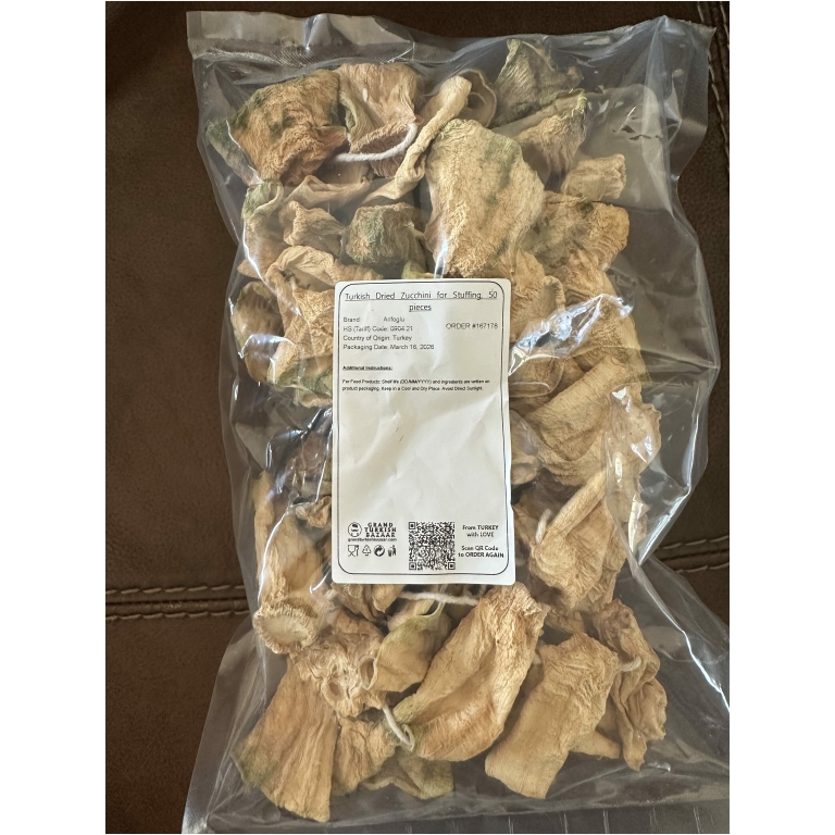 Click to view full screen Turkish Dried Zucchini for Stuffing, 50 pieces photo review