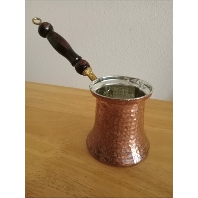 Click to view full screen Turkish Coffee Pot, Wooden Handle photo review