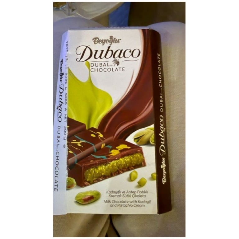 Click to view full screen Dubaco Dubai Chocolate Bar with Pistachio Cream & Kadayif Filling, 200g (7.05oz) photo review