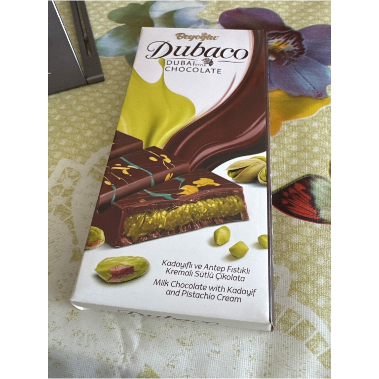 Click to view full screen Dubaco Dubai Chocolate Bar with Pistachio Cream & Kadayif Filling, 200g (7.05oz) photo review