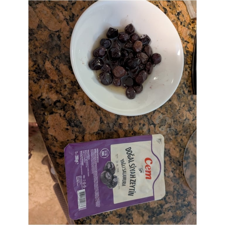 Click to view full screen Gemlik Black Olives, Cem, 200g - 7oz photo review