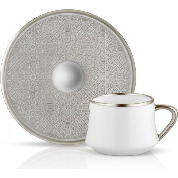 Sufi Turkish Coffee Set for 6 Ottoman Platin