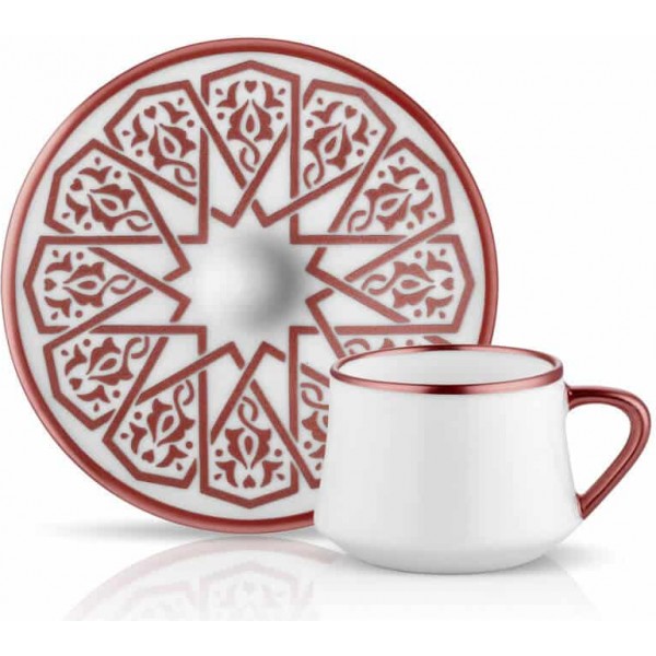 Sufi Turkish Coffee Set for 6 Selcuklu Copper