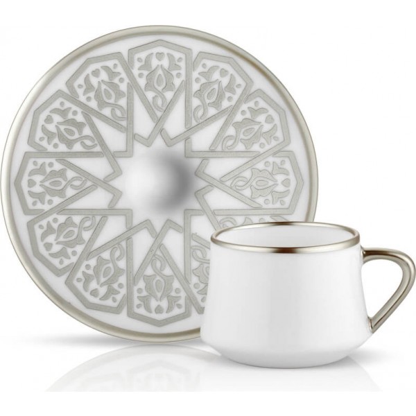 Sufi Turkish Coffee Set for 6 Selcuklu Platin
