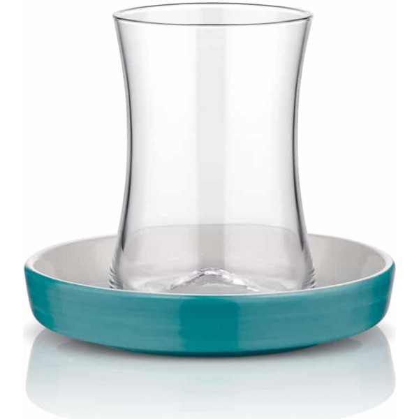 Istanbul Tiryaki Tea Set for 6 Turquoise
